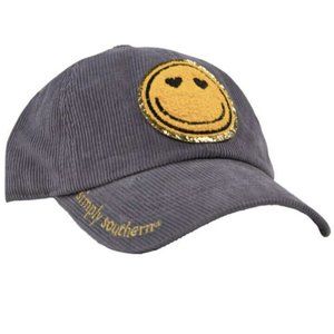 SIMPLY‎ SOUTHERN Sparkle Puff Letter SMILEY FACE Corduroy Baseball Cap Hat NEW